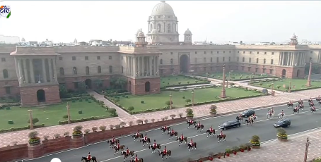Panormic aerial view of Rajpath on Republic Day