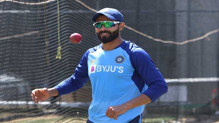 Indian player Ravindra Jadeja during the practice session