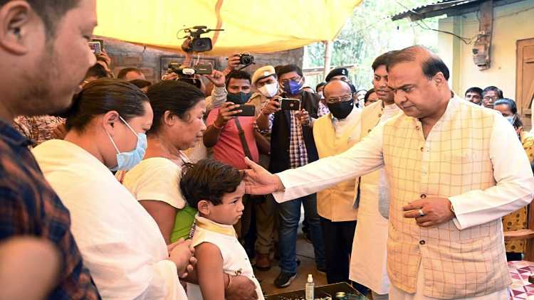 Assam State Health Minister Himanta Biswa Sarma meets family members of CRPF Jawan Bablu Rabha, who was killed in the recent gun battle with Maoist rebels in Chhattisgarh, at Damra in Goalpara (FILE PHOTO)