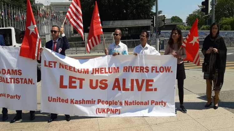 Protest against diversion of Rivers on POK