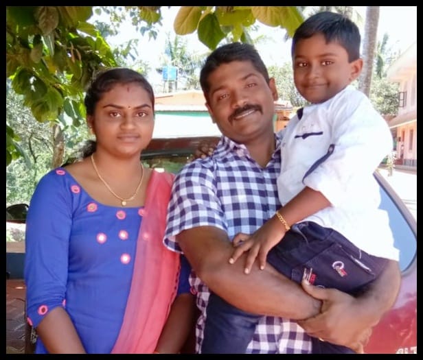 Soumya Santhosh with her husband and daughter (Twitter)