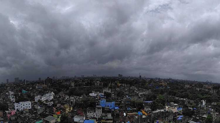 Clouds covering the sky of the city after the landfall of cyclone Yaas, in Kolkata 