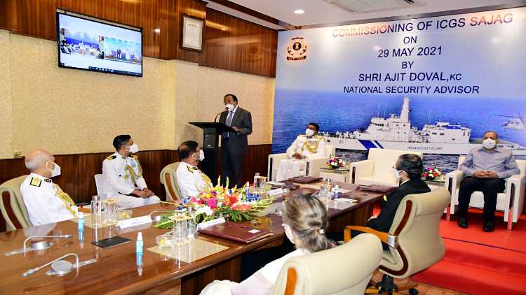 NSA Ajit Doval addresses senior officers during the commissioning of Sajag