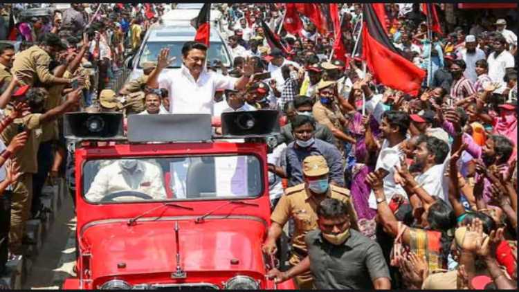 M K Stalin after winning elections