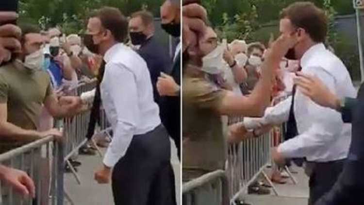 French President Macron slapped while greeting crowd