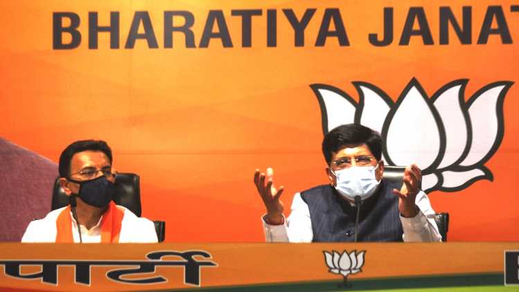 Congress leader Jitin Prasad joins BJP in the presence of Union minister Piyush Goyal at BJP headquarters in New Delhi