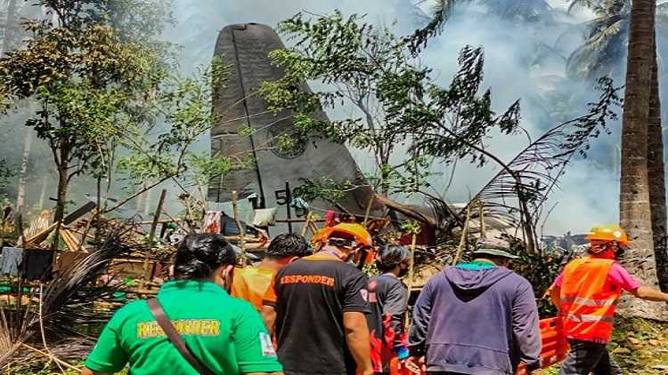 Crash site of a Philippine Air Force C-130 military plane in Sulu Province