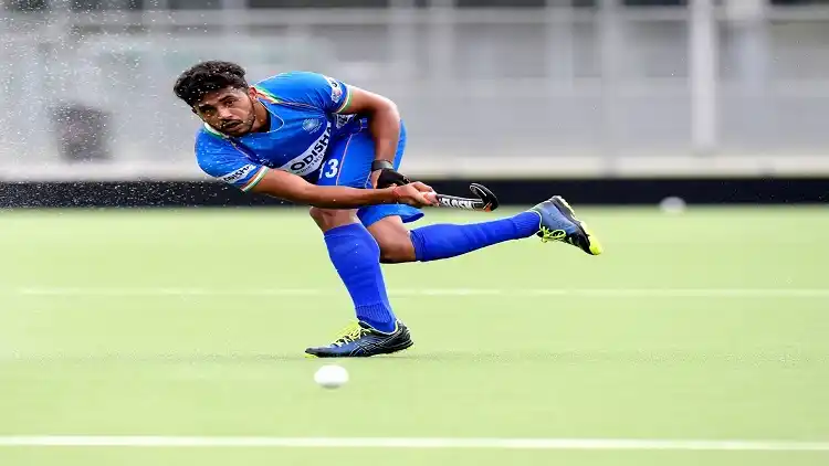 India's Harmanpreet Singh in action 