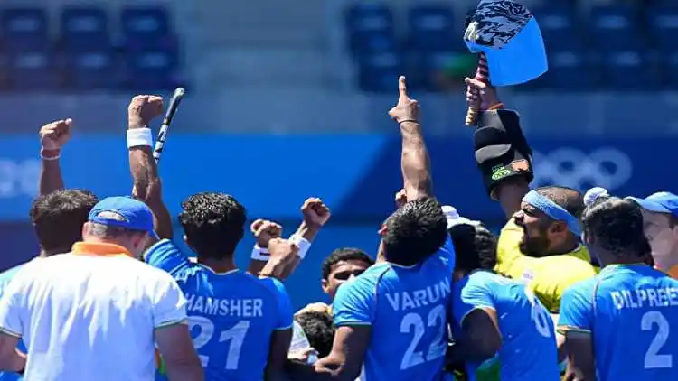 Indian hockey team members after the victory (Twitter)
