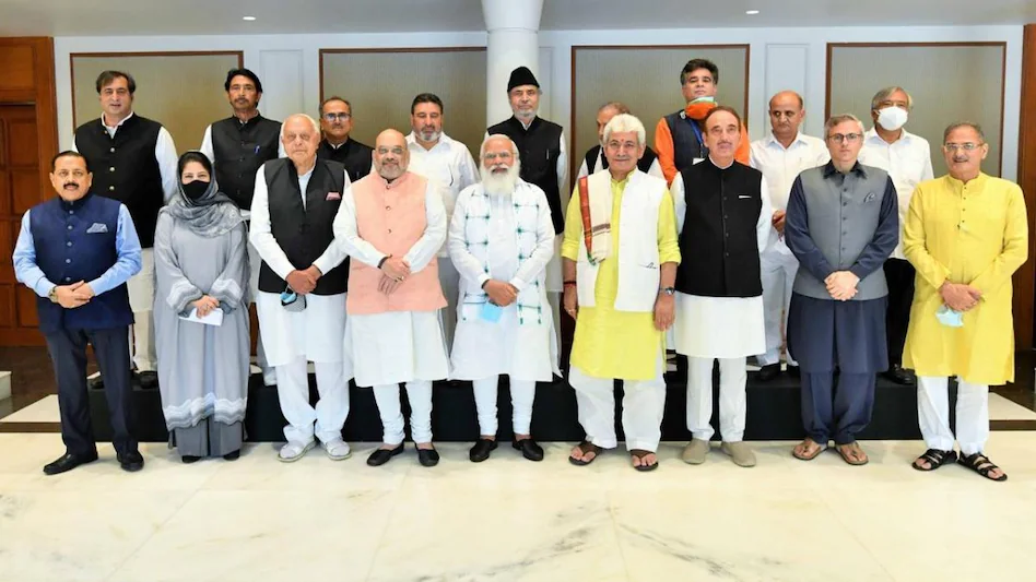 Leaders of Jammu and Kashmir with Prime Minister Narendra Modi (file)