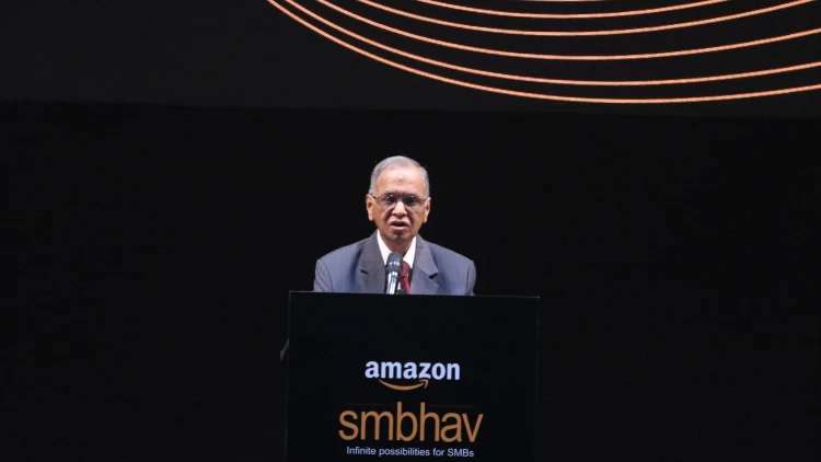 NR Narayana Murthy addresses at the Amazon Smbhav event