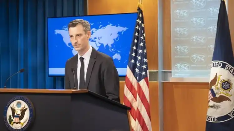 American State department spokesperson Ned Price briefing the media