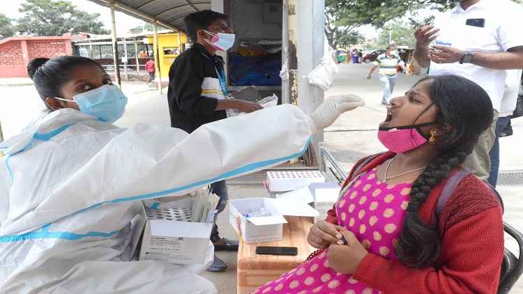 Swab test done by health worker