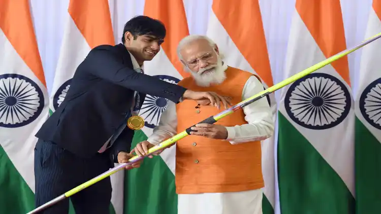 Neeraj Chopra with Prime Minister Narendra Modi