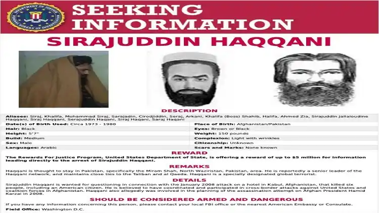 New Afghan Interior Minister Haqqani bears $5mn US bounty
