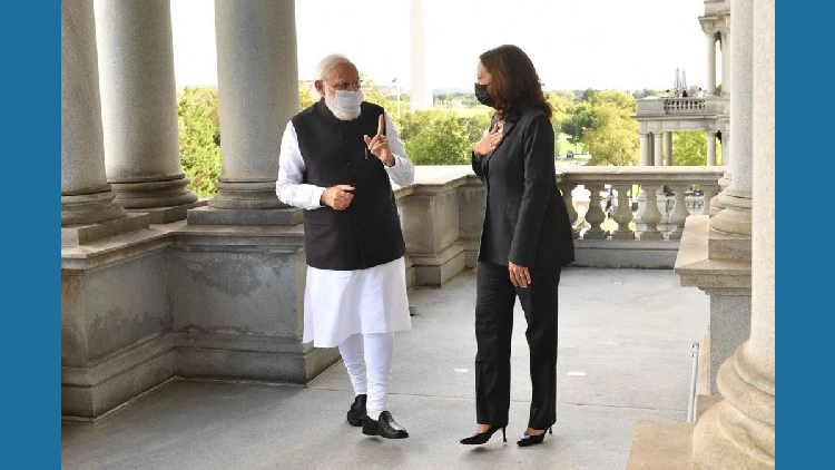 Narendra Modi takes a stroll with Kamala Harris