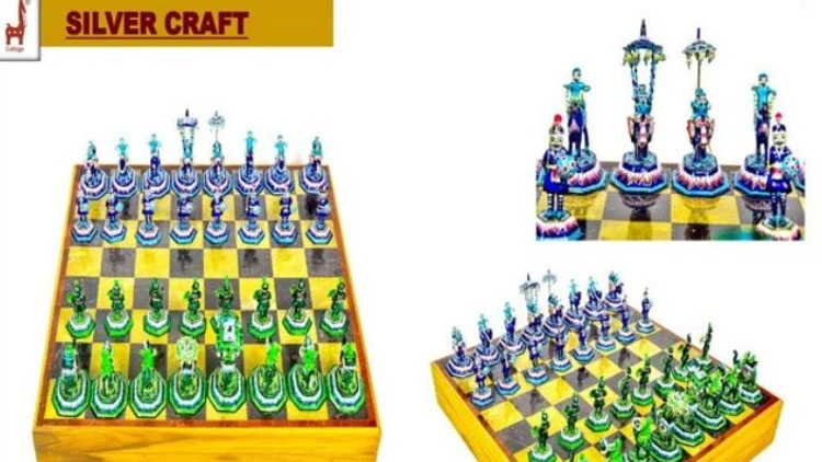 PM Modi gifted VP Harris a Gulabi Meenakari chess set.