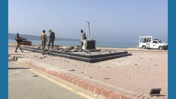 A statue of Mohammad Ali Jinnah in Gwadar was destroyed in a bomb attack