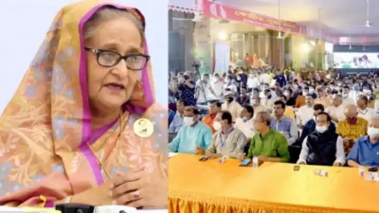 Sheikh Hasina addressing Hindus