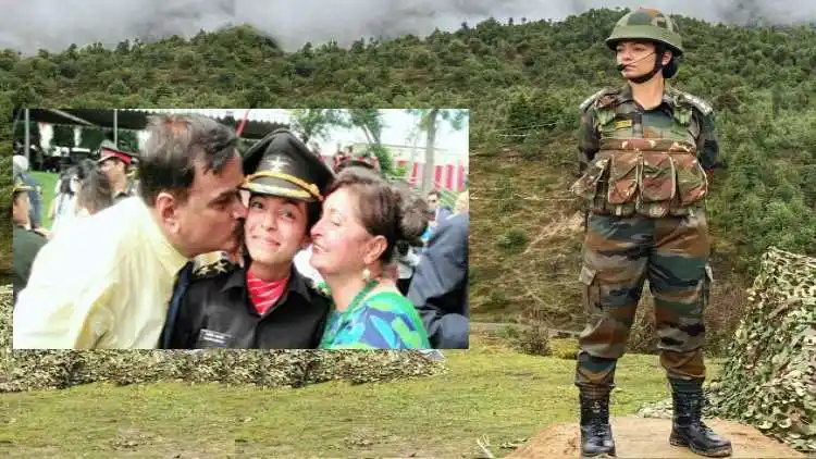 Capt Saria Abbasi with her parents and on duty