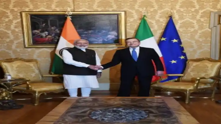Prime Minister Narender Modi and Italian Mario DraghiPM