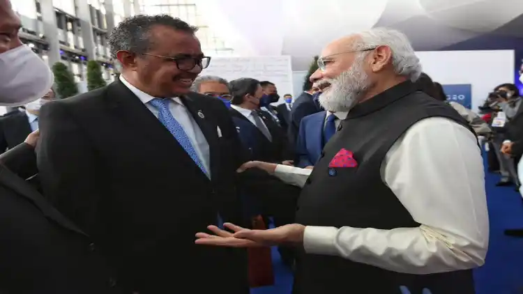 Prime Minister Narendra Modi meeting WHO Director General  Tedros Adhanom Ghebreyesus 