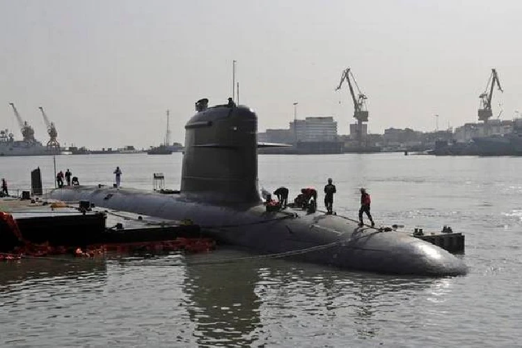 INS Vela being prepared before being commissioned