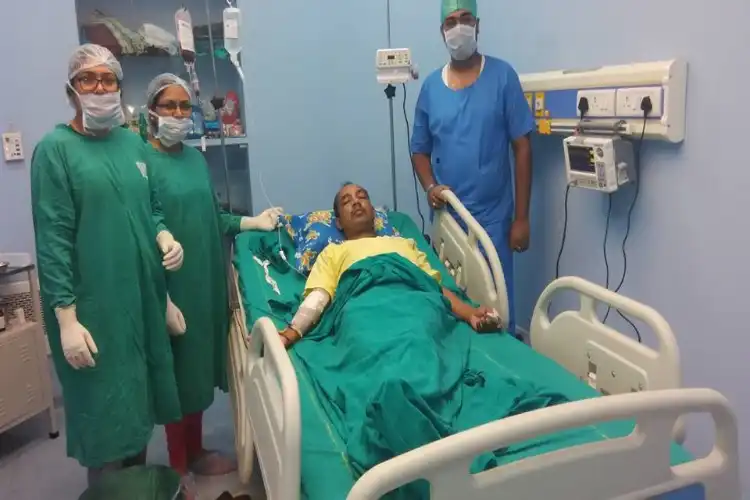 Dr Asif Iqbal in the operation theater during a Bone marrow transplant surgery