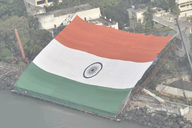 World’s largest national flag at the Naval Dockyard, Mumbai