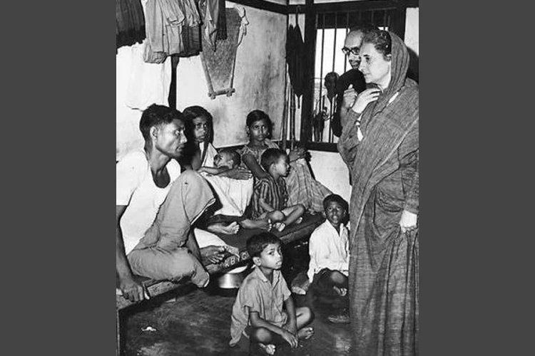 Prime Minister Indira Gandhi at a camp of East Pakistan refugees