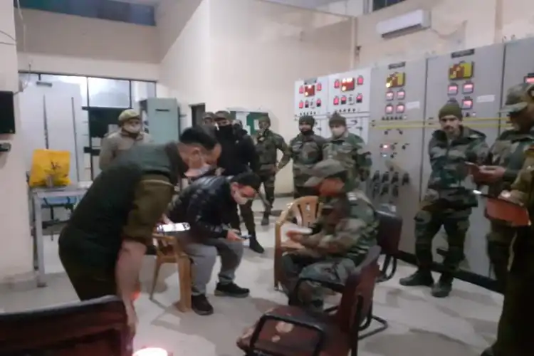 Army personnel taking charge at a Power station in Jammu