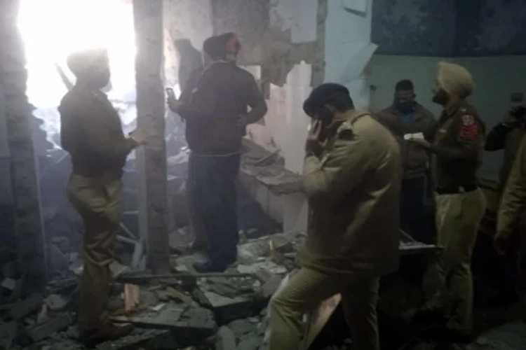 Ludhiana: Police personnel inside a district court complex after a blast