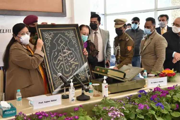 Vice Chancellor Prof Najma Akhtar with Chancellor Najma Heptullah at Jamia Milia islamia