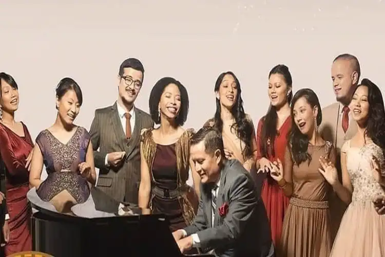 Neil with singers of Shillong Chamber Choir