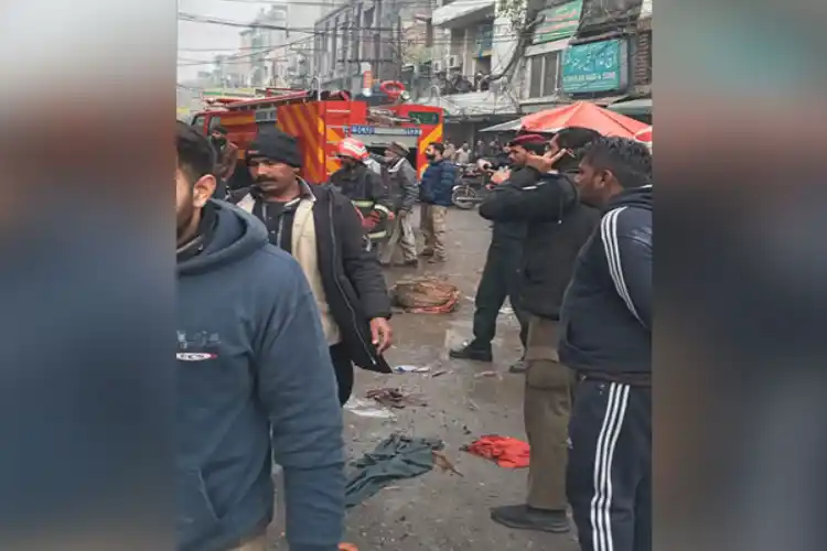 The scene of the blast in Lahore on Thursday.