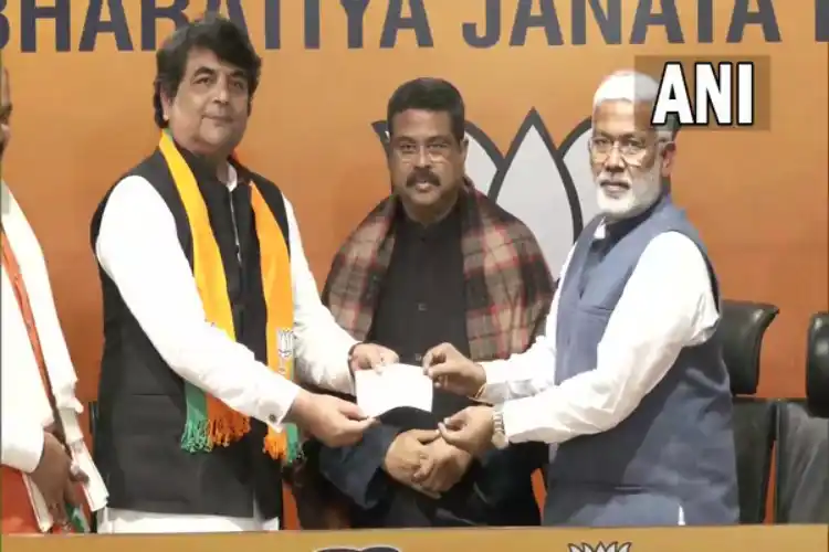 Former Congress leader RPN Singh joining the BJP in Delhi on Tuesday.