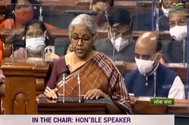 Nirmala Sitharaman presenting the budget