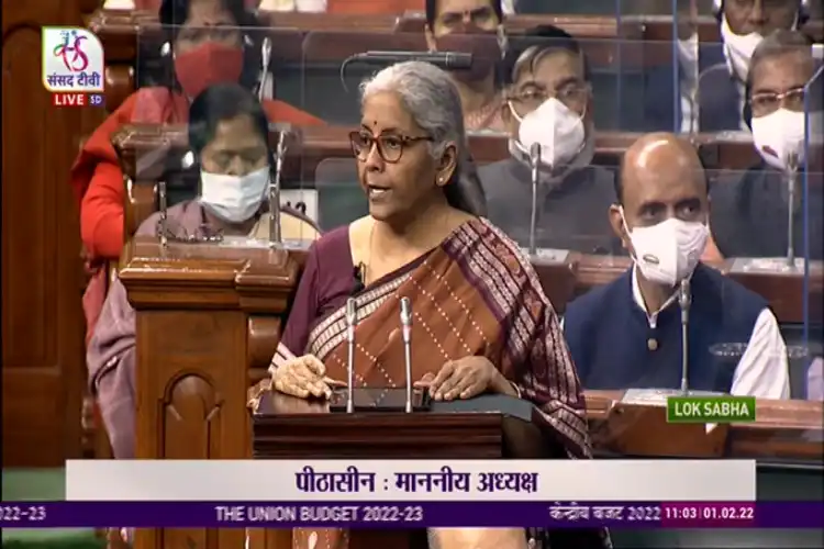 Nirmala Sitharaman giving her budget speech in parliament