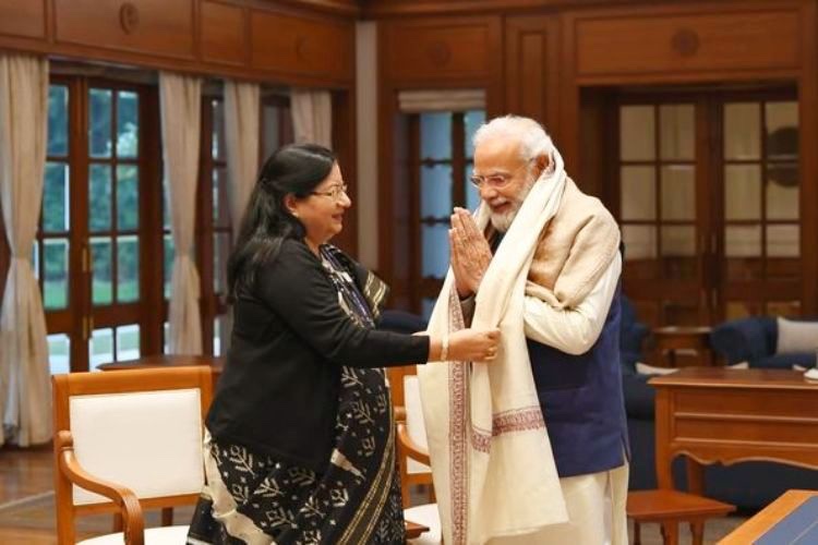 JMI VC Najma Akhtar with PM Modi