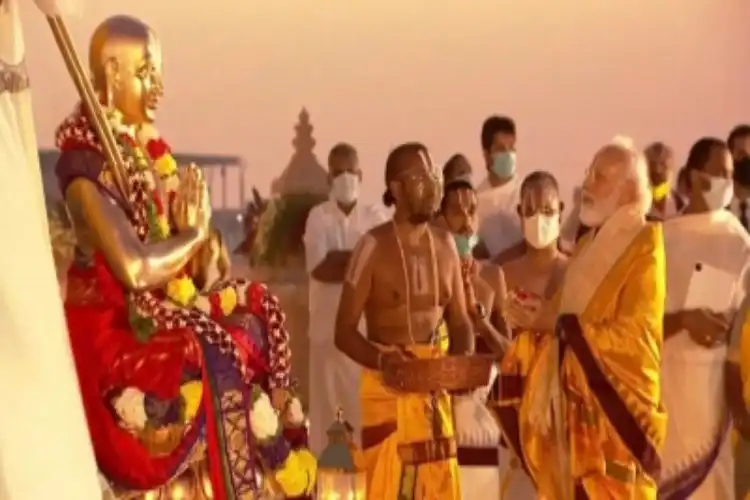 Prime Minister Narender Modi after inaugurating the statue of Equality