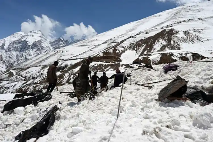 The avalanche site in Arunachal Pradesh