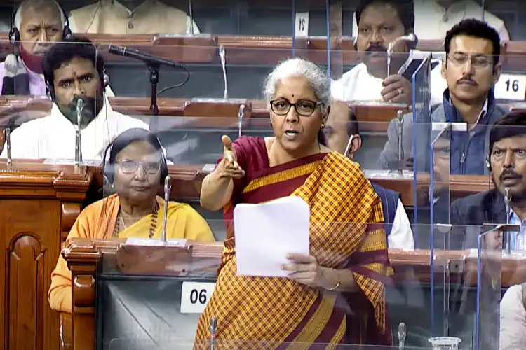 Finance Minister Nirmala Sitharam presenting the 2022-23 union budget