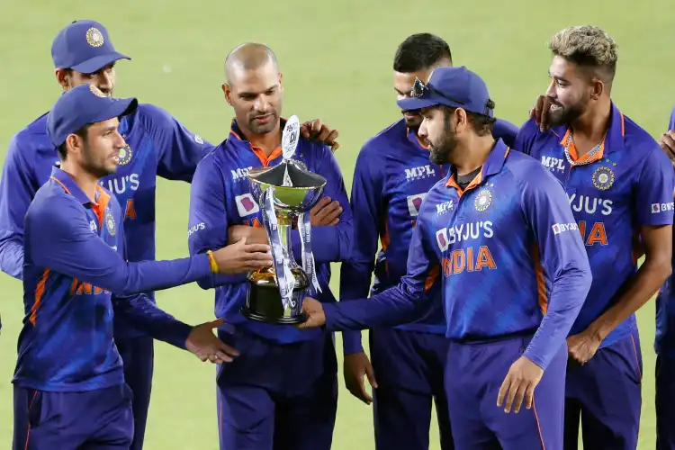 Indian players with the trophy
