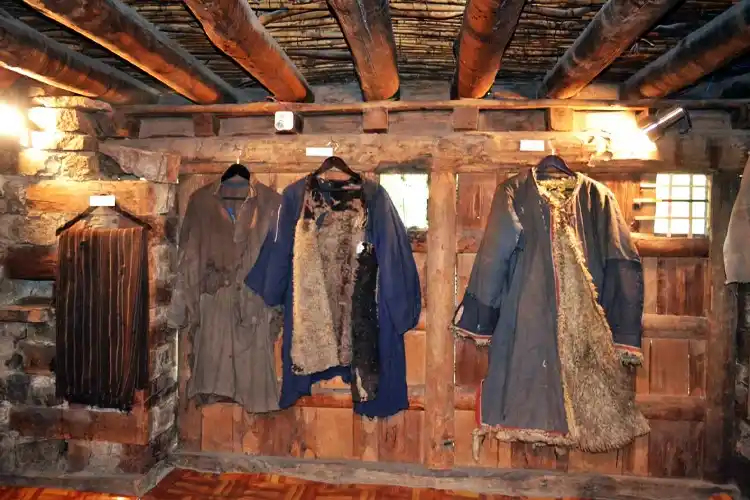 Sheepskin clothing in display at the Balti Heritage House and Museum in Turtuk.