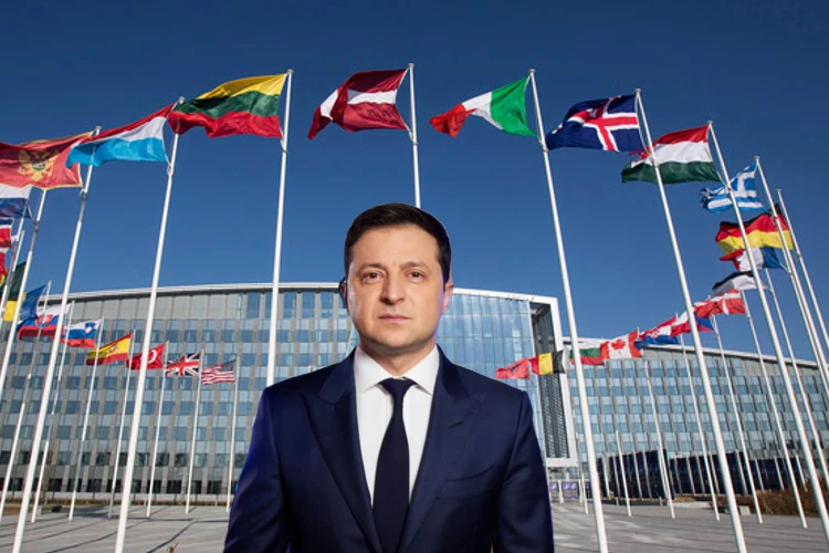 In Frame: Volodymyr Zelenskyy, headquaters of NATO