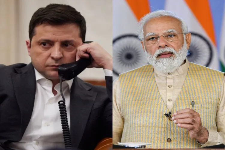 Ukraine's President Volodymyr Zelenskyyand Prime Minister Narendra Modi