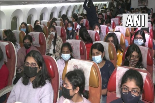Students in the Air India flight who were evacuated from Ukraine