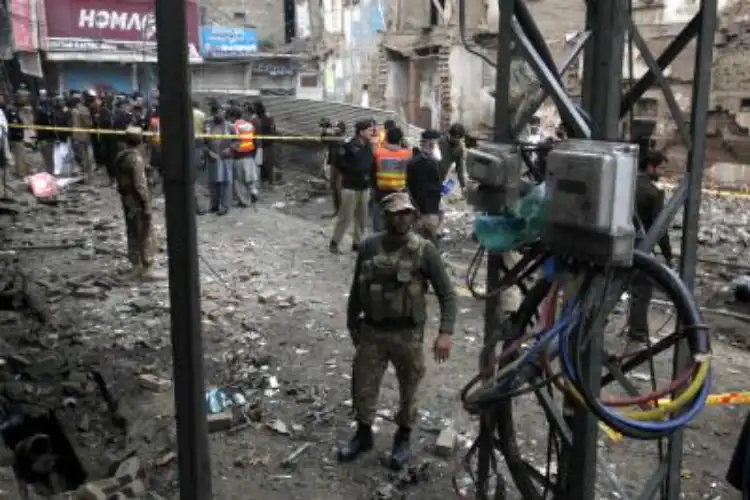 Scenes outside the mosque in Peshawar 