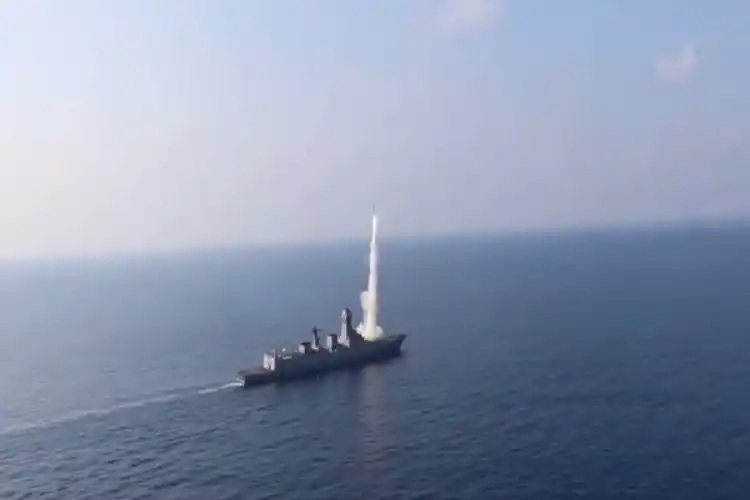 INS Chennai from which the BrahMos cruise missile was test fired.
