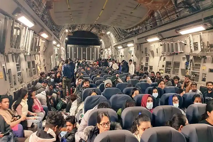 One of the evacuation flights under Operation Ganga.